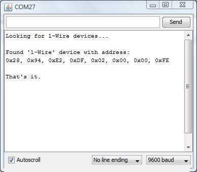 DS18B20 1 Wire device address search