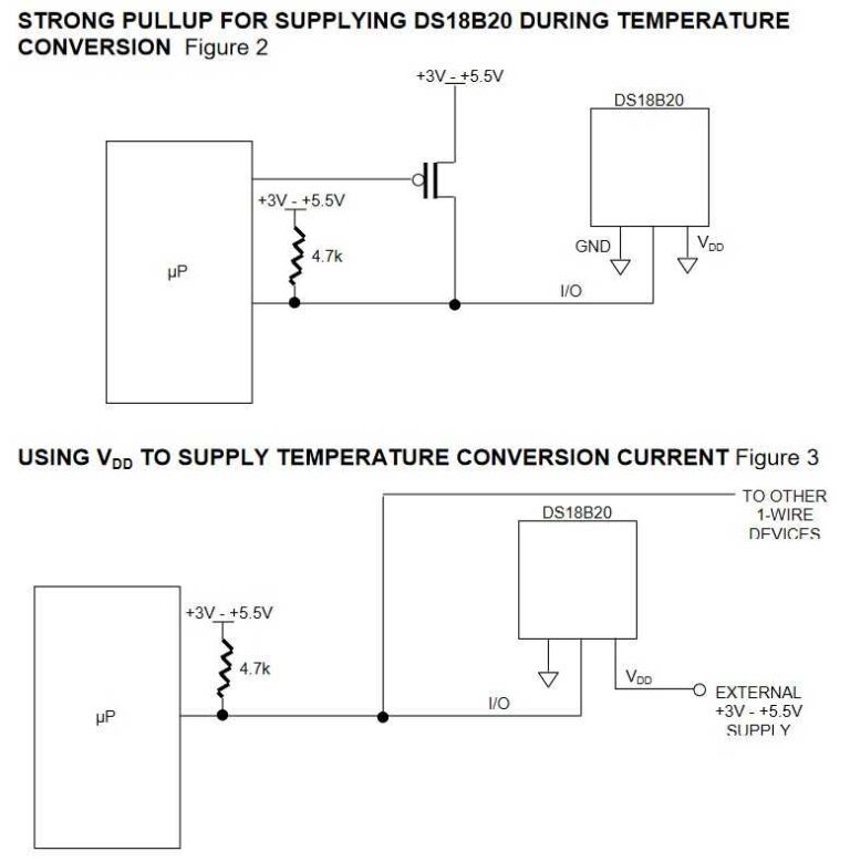 DS18B20 Pullup for current suply