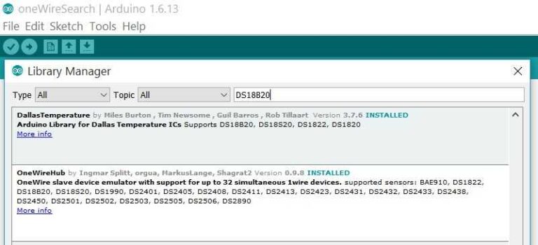 DS18B20 Arduino library