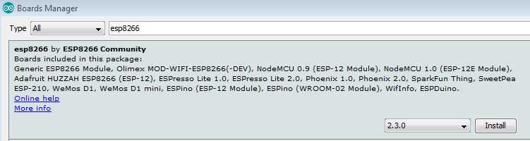 Arduino IDE ESP8266 board installation