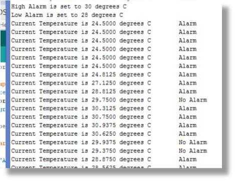 DS18B20 Arduino alarm serial