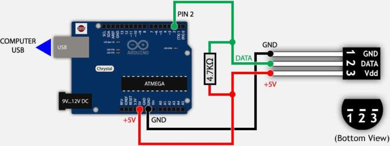DS18B20 Arduino UNO connected