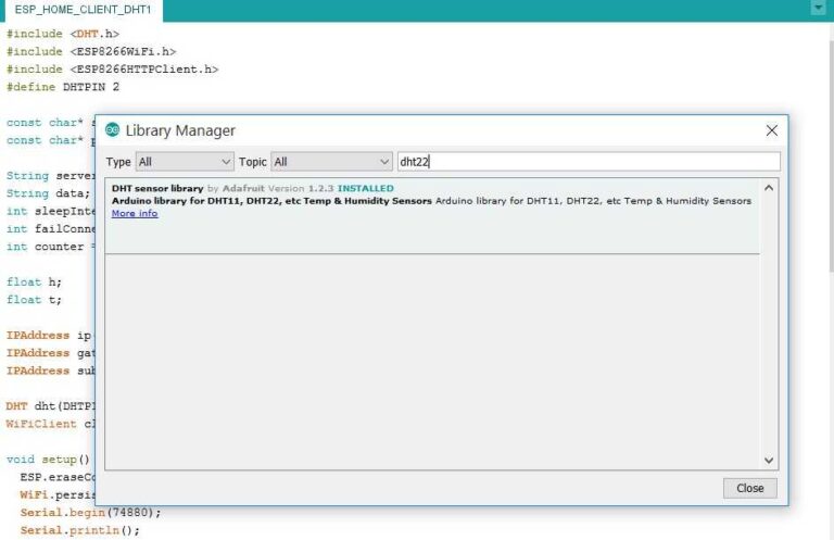 Arduino DHT sensor library