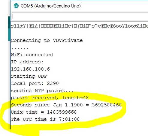 Arduino Time Sync from NTP Server using ESP8266 WiFi module