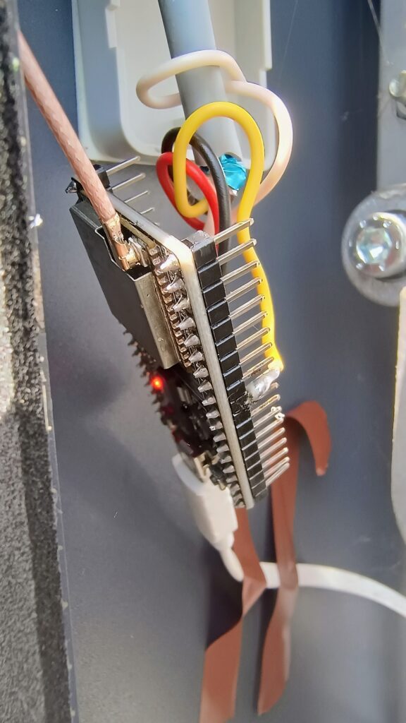 ESP32 mounted inside the barrier body, closeup